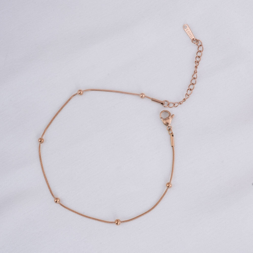 Rose-Gold Beaded Anklet