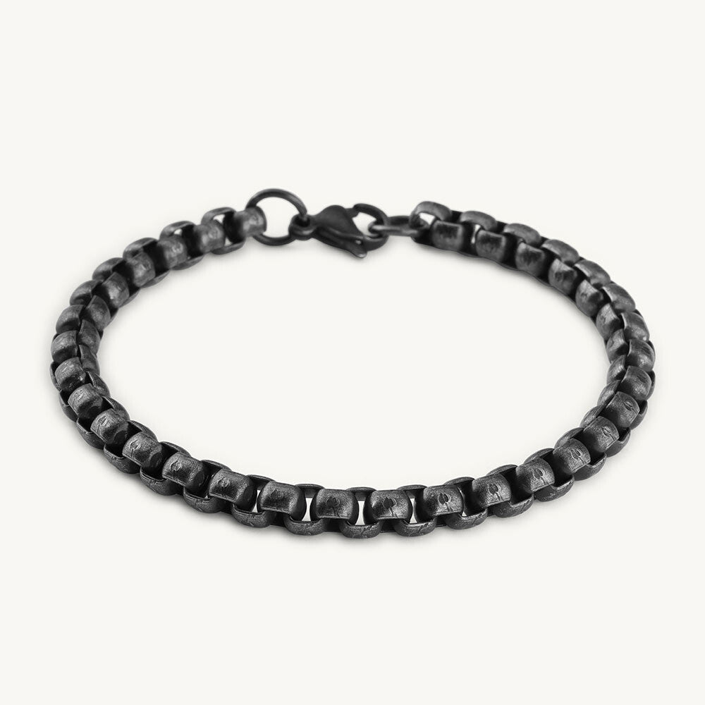 Silver Ball Chain Black Bracelet