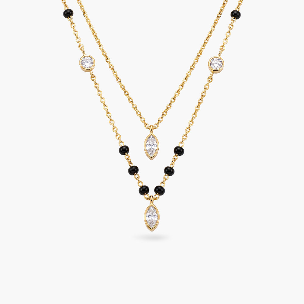 Layered Black Bead 925 Sterling Silver Mangalsutra