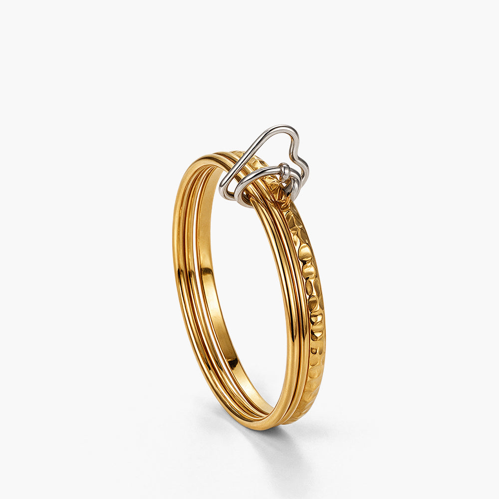 Opulent Heart Charm Stacked Bracelet