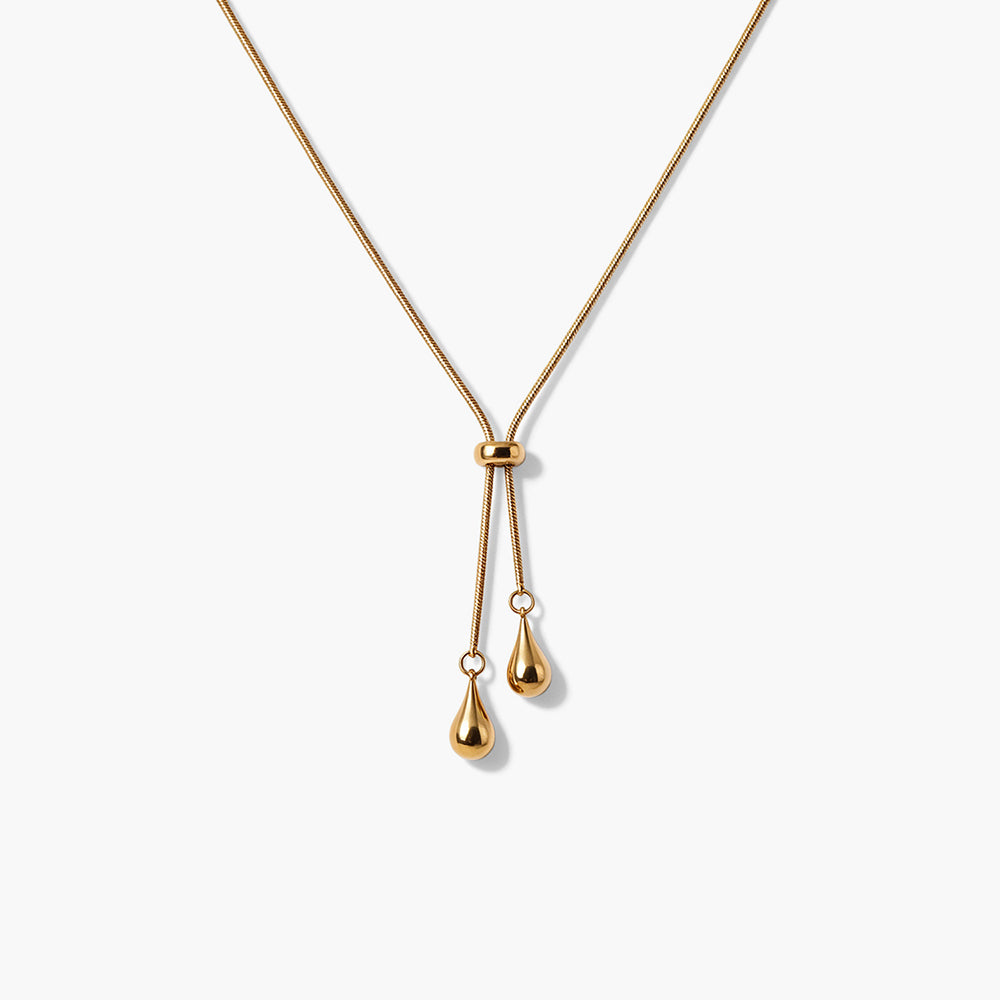 Graceful Double Teardrop Lariat Necklace