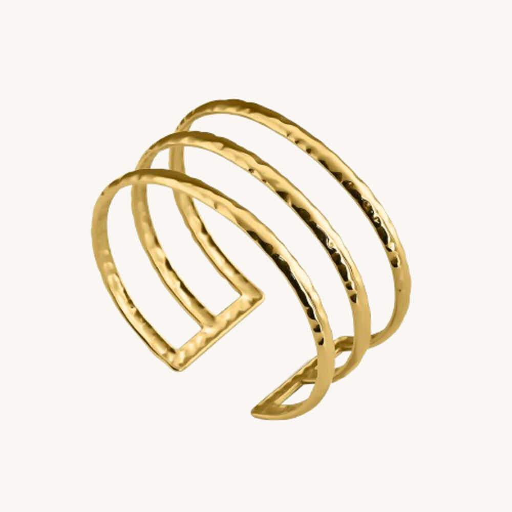 Three Layer Sleek Gold Cuff Bracelet