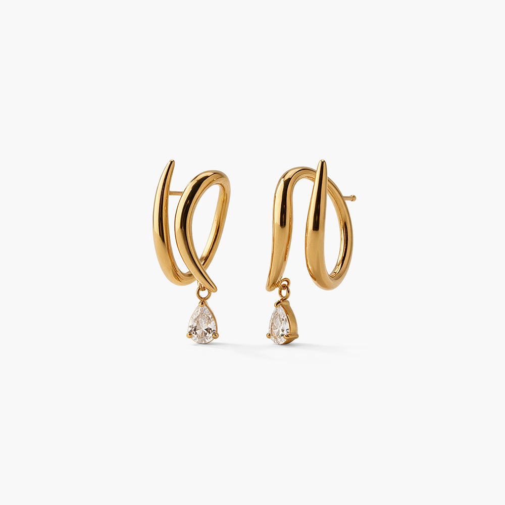 Artful Crossed Crystal Stud Earrings