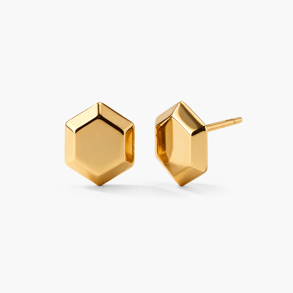 Hexa Minimal 925 Sterling Silver Stud Earrings