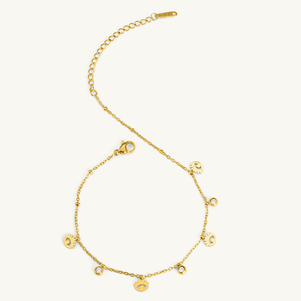 Dangle Motif Crystal Anklet