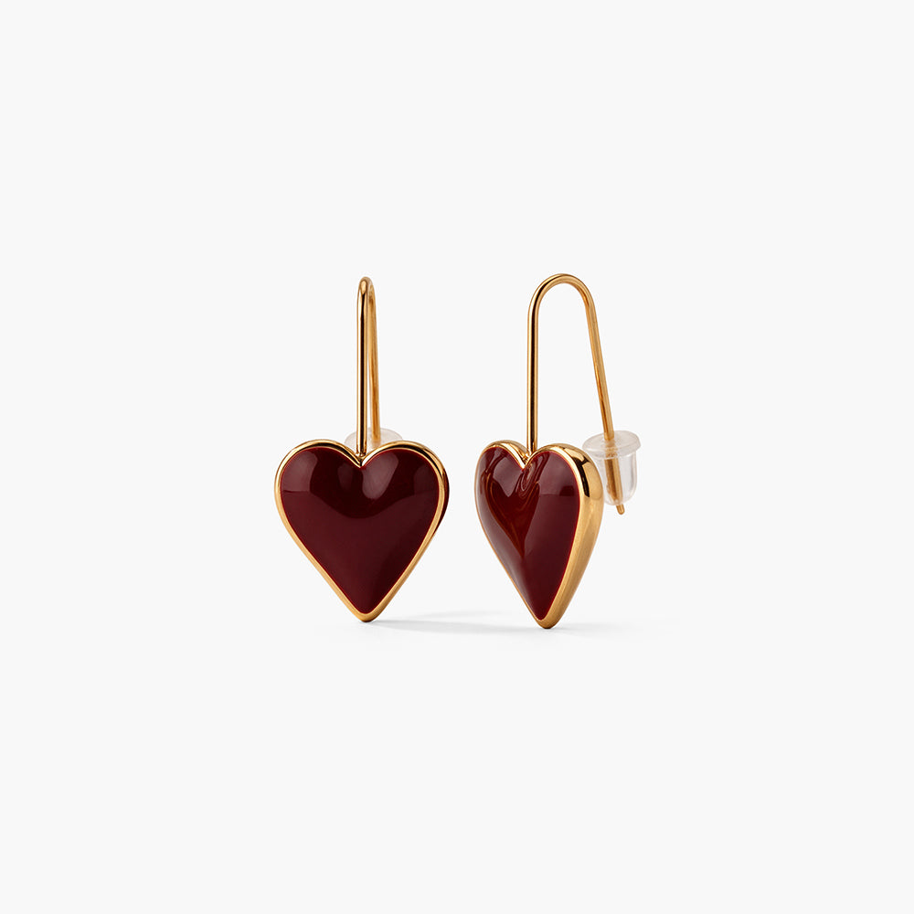 Charming Red Heart Drop Earrings