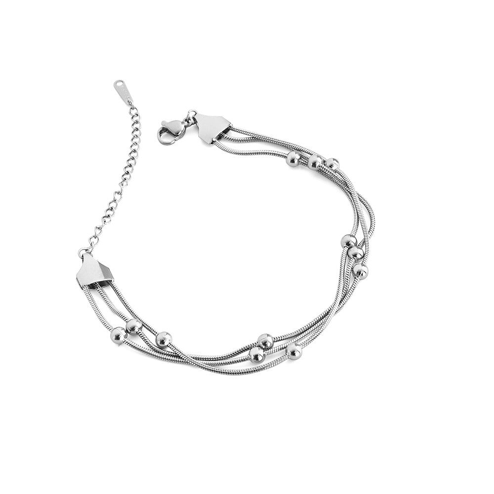 Sleek Silver Bead Bracelet