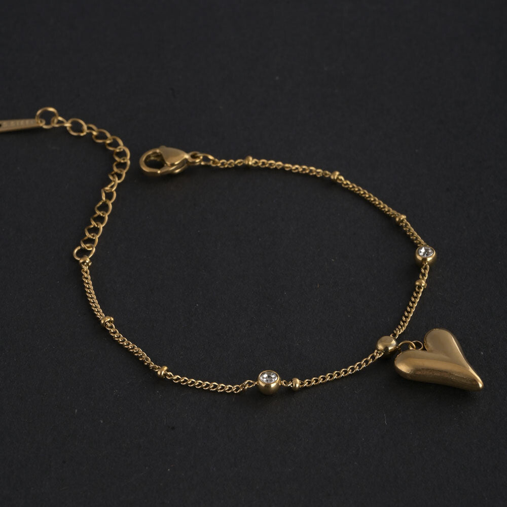 Heart Charm Solitaire Bracelet
