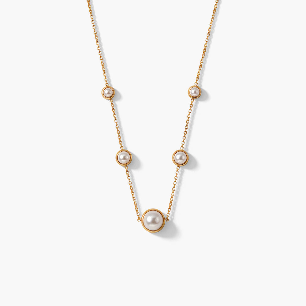 Dazzling Pearl Station Necklace