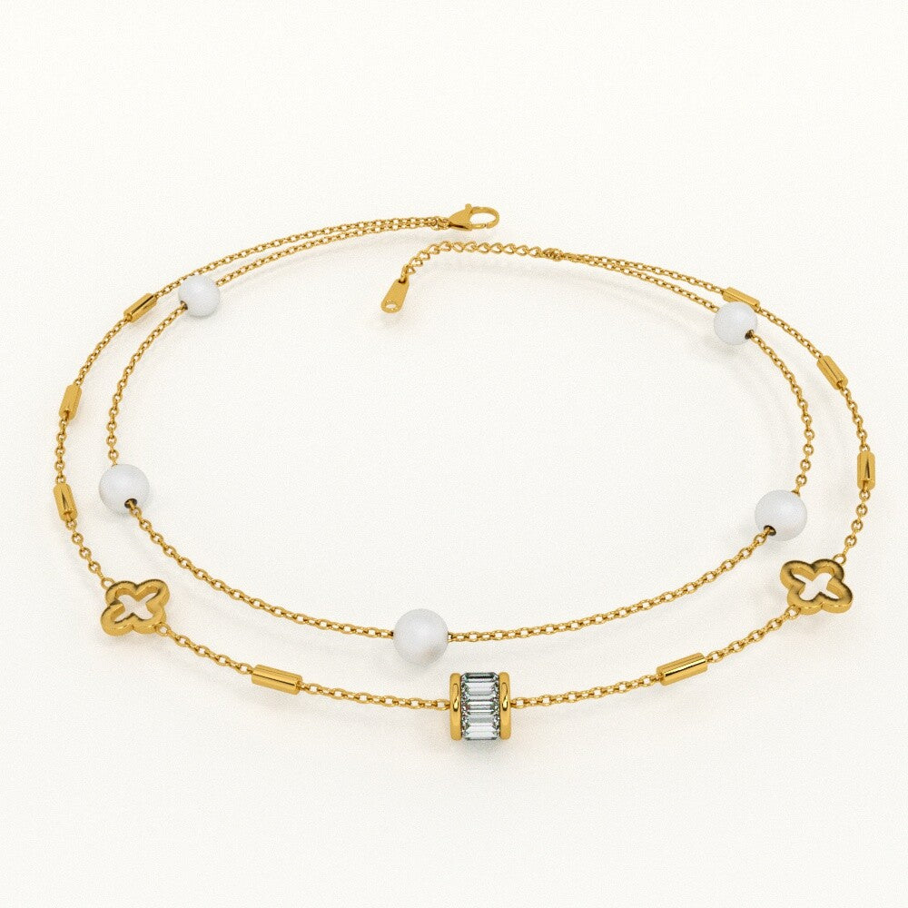 Layered Pearl and Charm Anklet