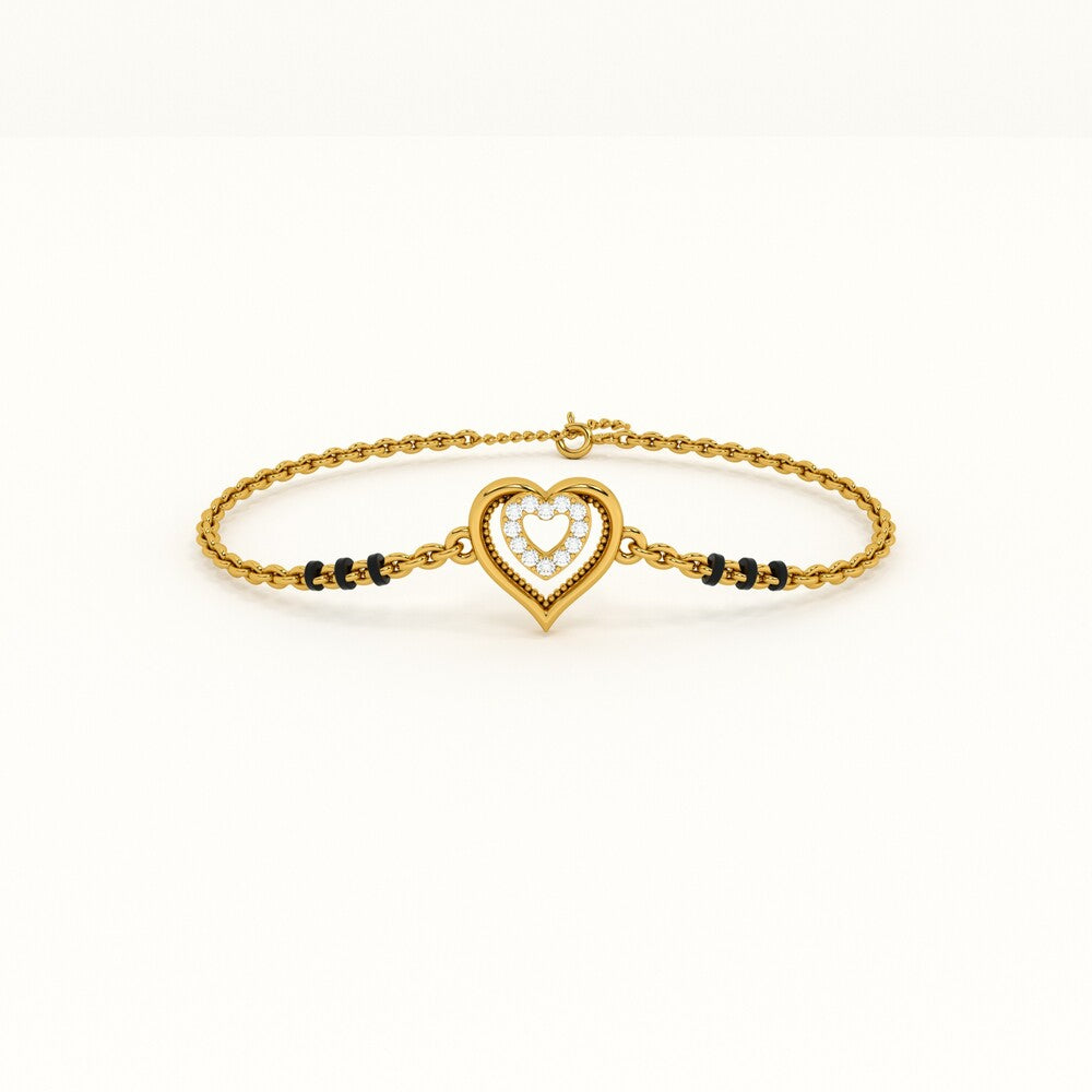 Heart-Shaped 925 Sterling Silver Mangalsutra Bracelet | BIS Hallmarked | 18k Gold Vermeil