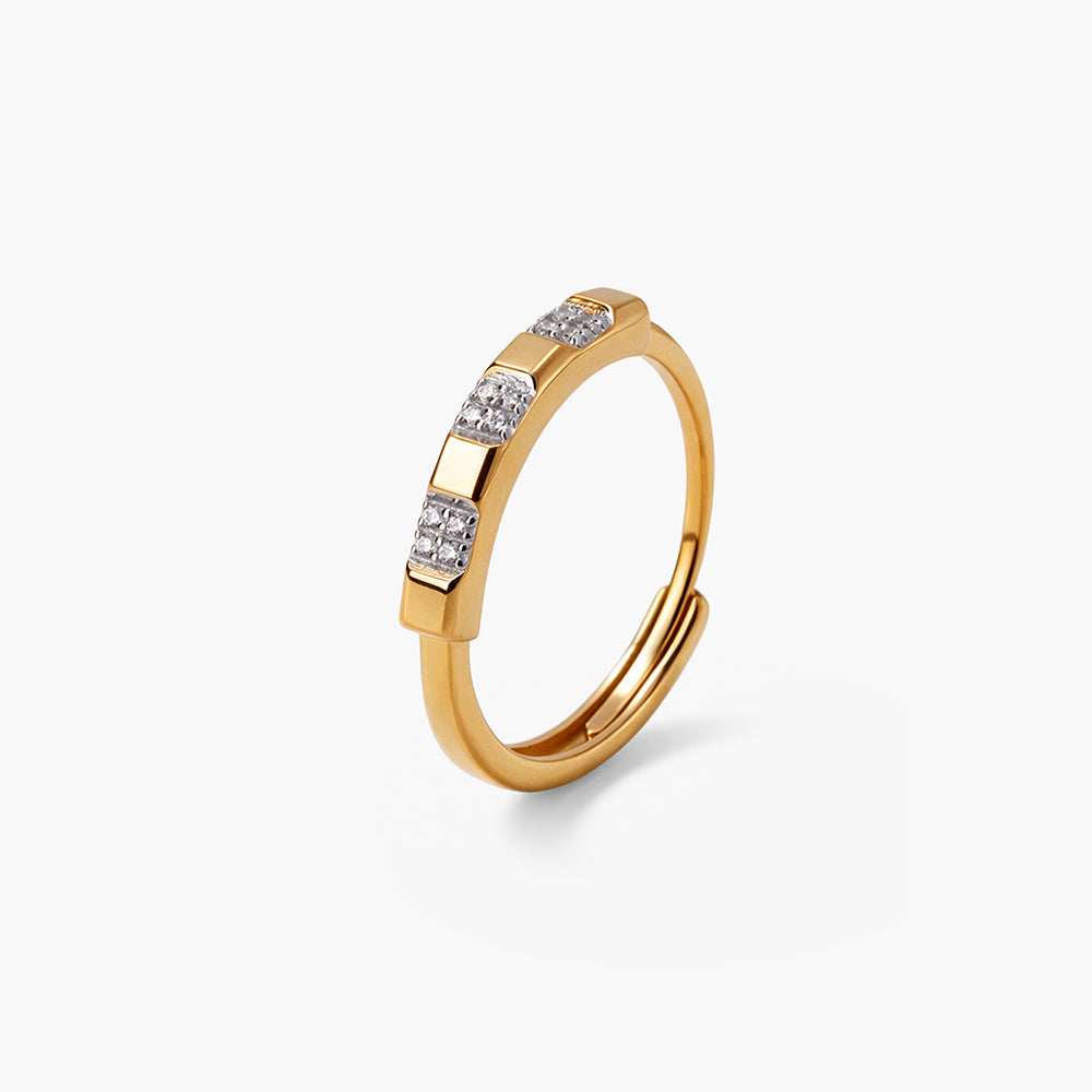Gridline Pavé Block 925 Sterling Silver Ring