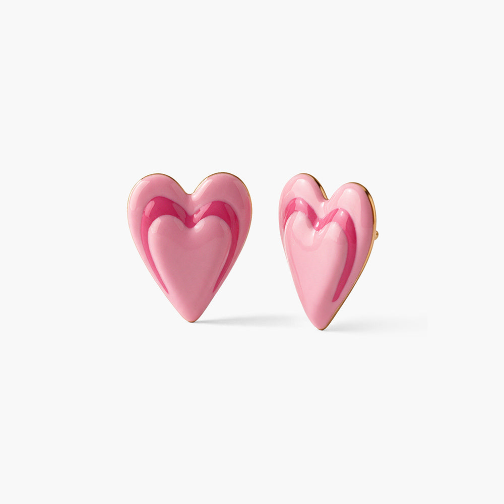 Sweet Pink Heart Stud Earrings