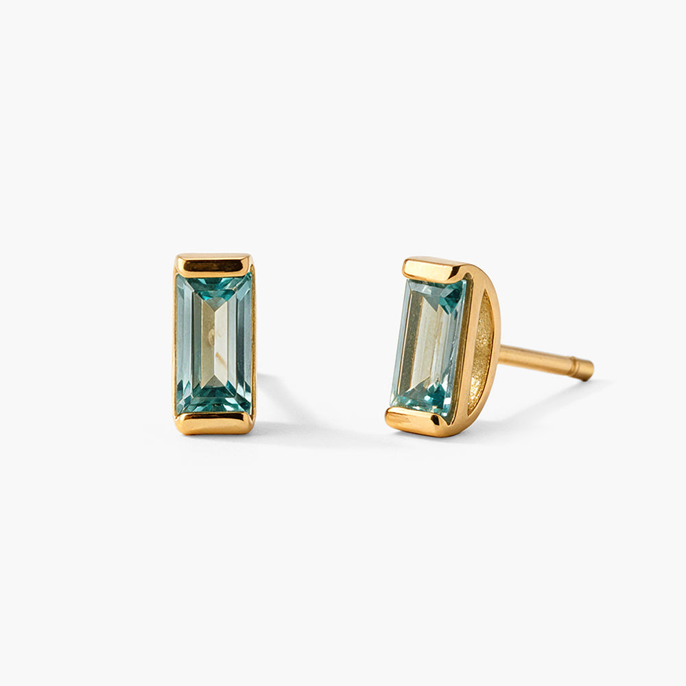 Midnight Emerald-Cut 925 Sterling Silver Studs