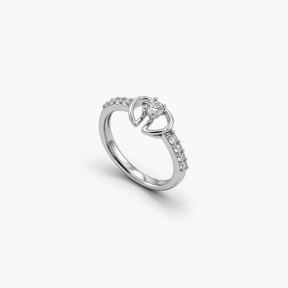 Crescent Halo Platinum Plated 925 Sterling Silver Statement Ring
