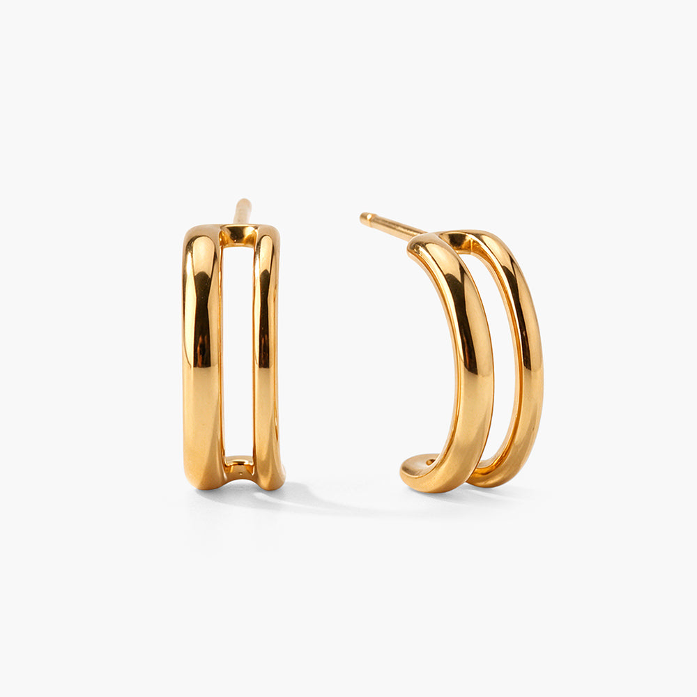 Curved Frame 925 Sterling Silver Earrings