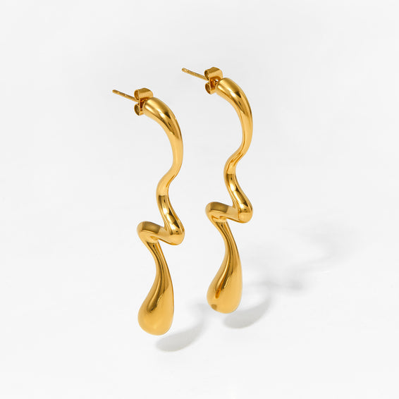 Curved Wave Drop Earrings