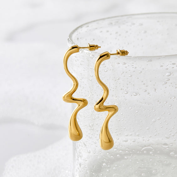 Curved Wave Drop Earrings