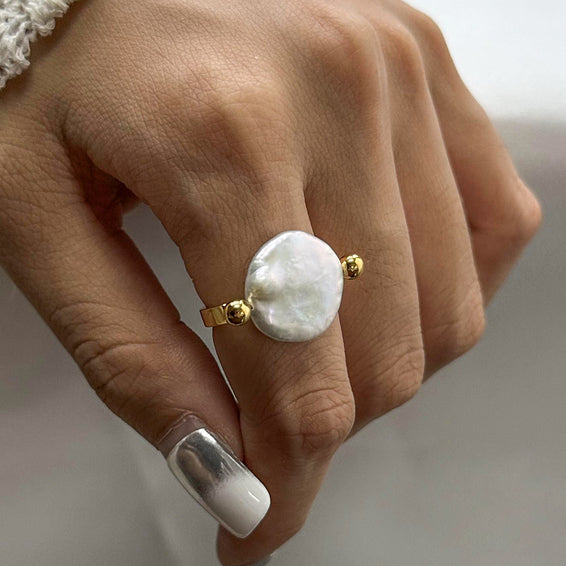 Classy Flat Pearl Ring