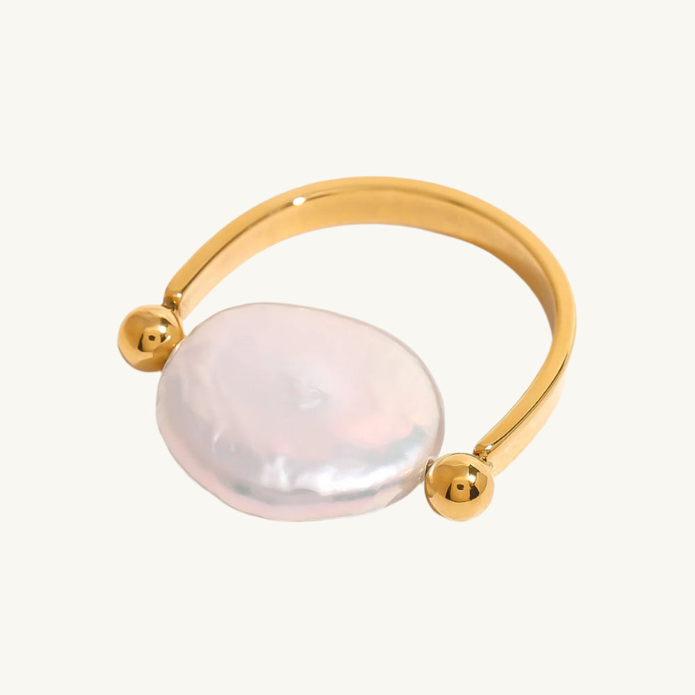 Classy Flat Pearl Ring – PALMONAS - Main Image