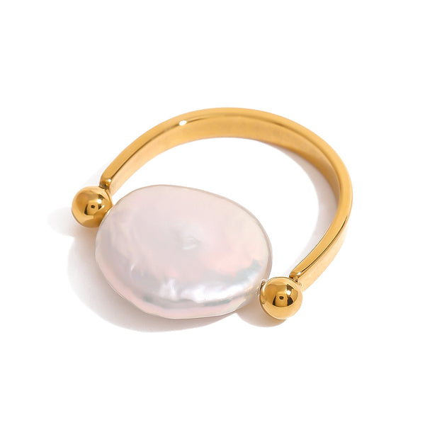 Classy Flat Pearl Ring