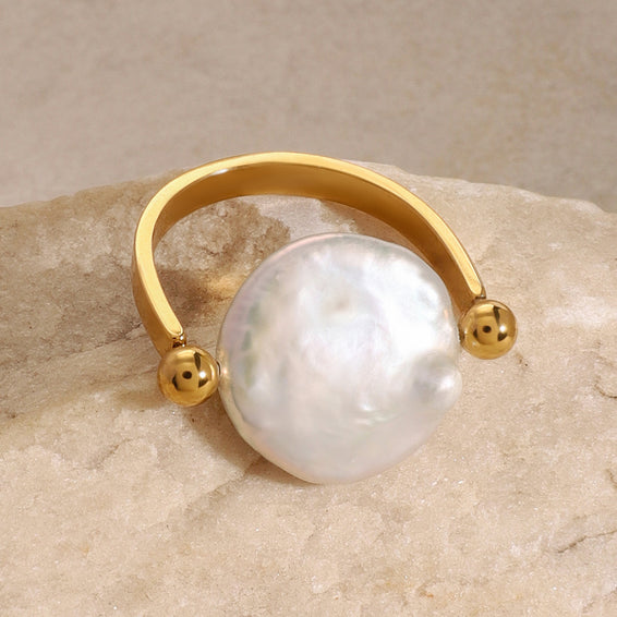 Classy Flat Pearl Ring