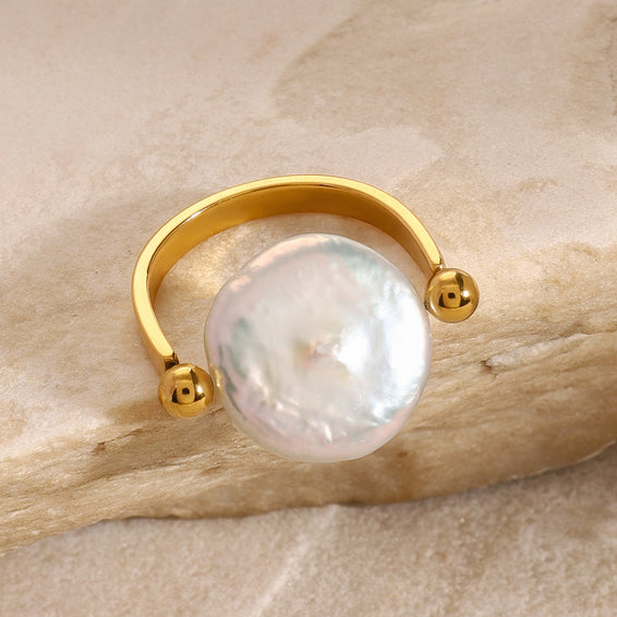 Classy Flat Pearl Ring