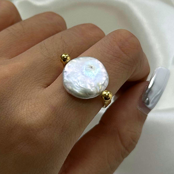 Classy Flat Pearl Ring