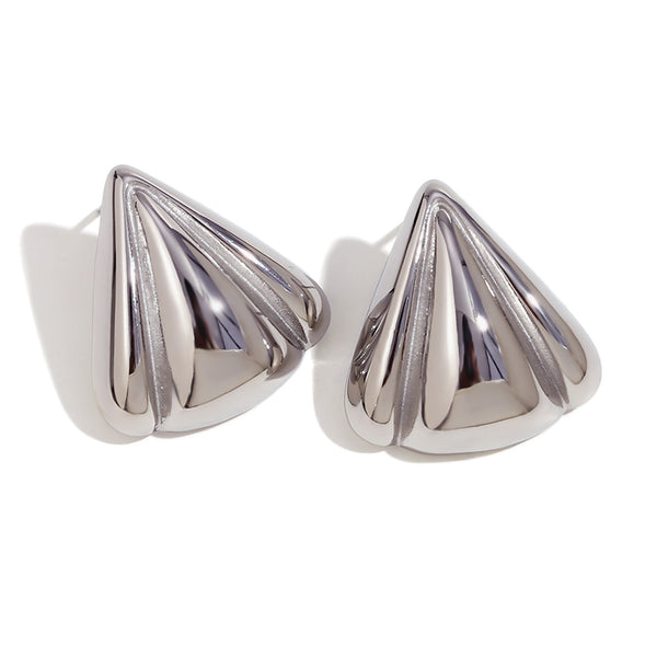 Silver Triangle Stud Earrings