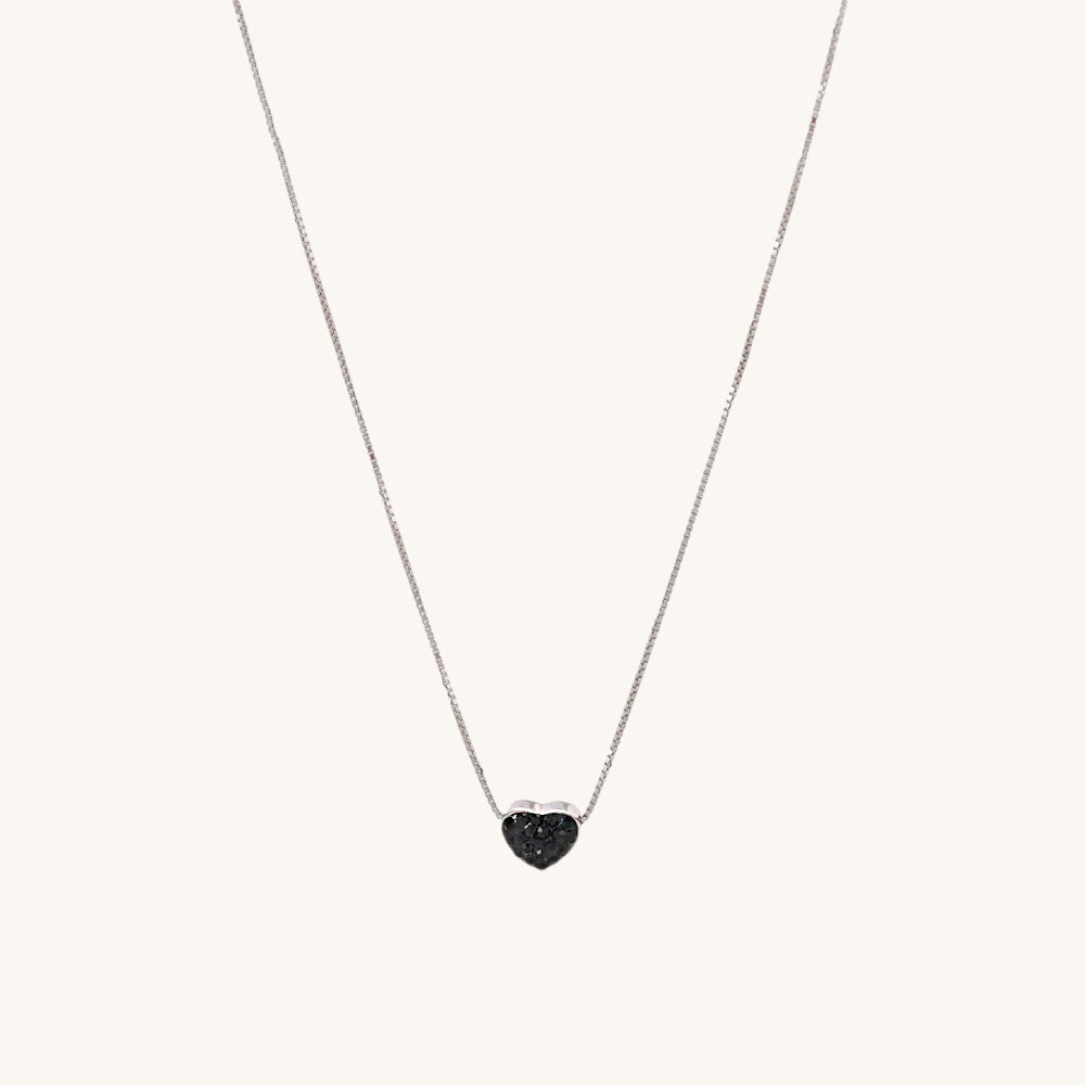 Buy Tiny Black Heart Necklace- 925 Silver – PALMONAS