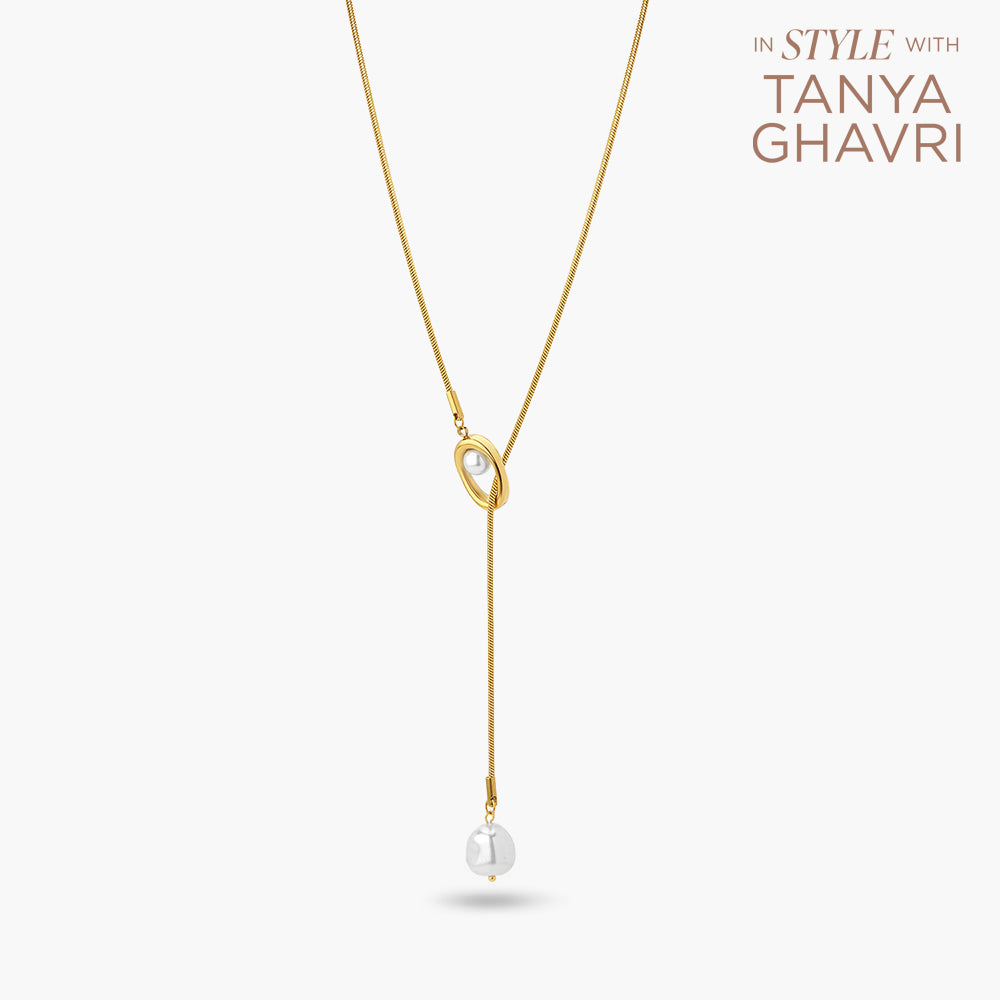 Elysian Pearl Lariat Necklace