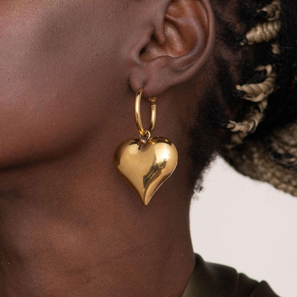 Chunky Heart Hoop Earrings - Image 1
