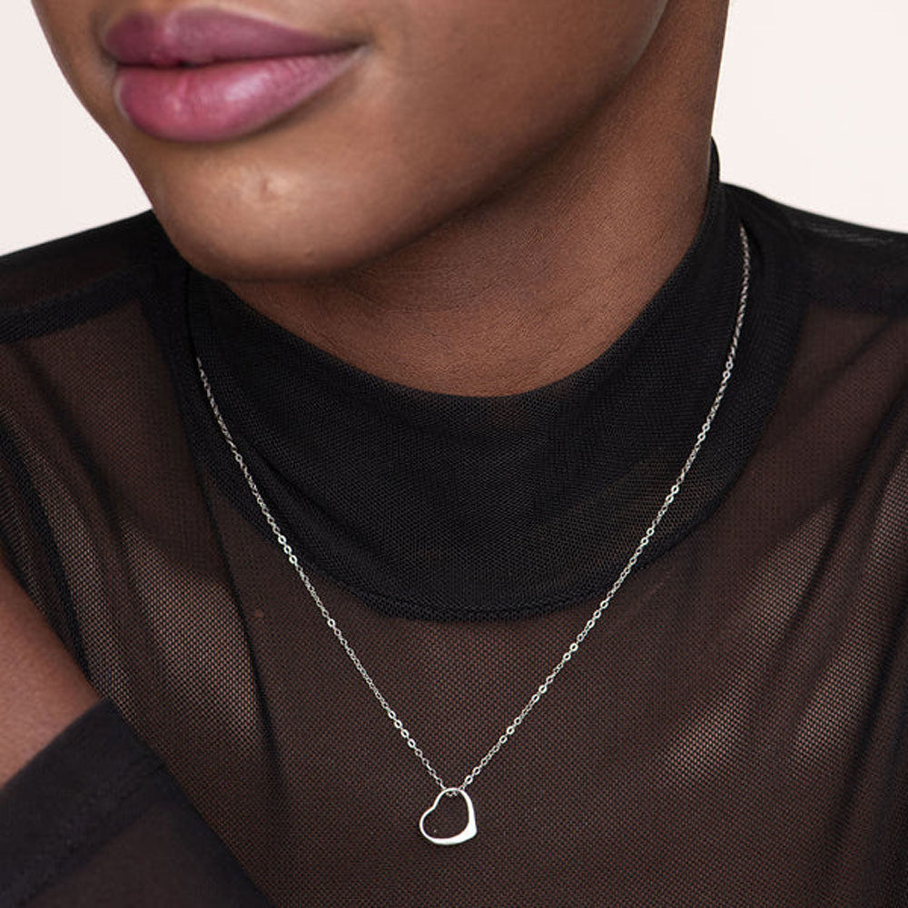 Thin Heart Necklce- 925 Silver