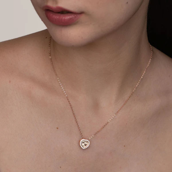 Holographic Heart Necklace- 18k Rose Gold Vermeil - Image 1