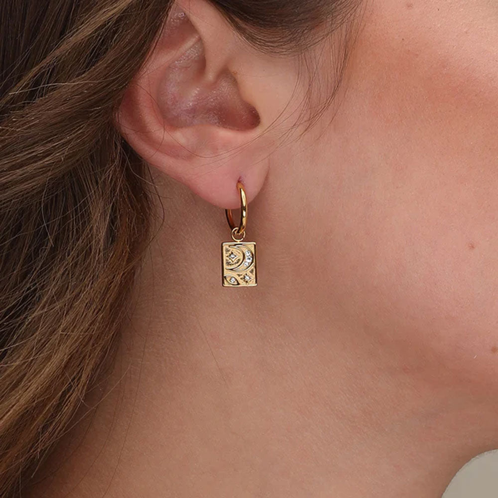 Celestial Square Drop Earrings