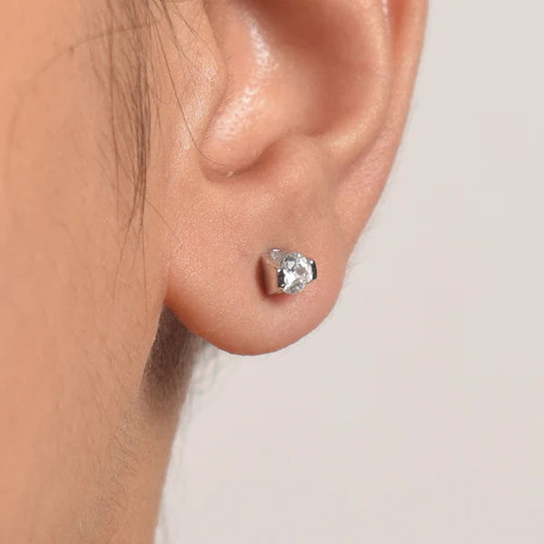 Quartz Jem Stud Earrings- 925 Silver - Image 1