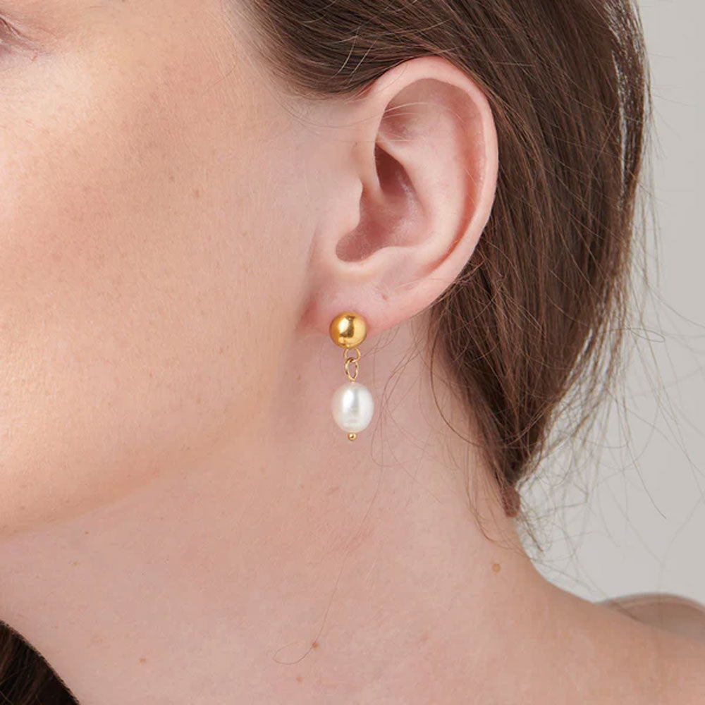 Pearl Crown Drop Earrings