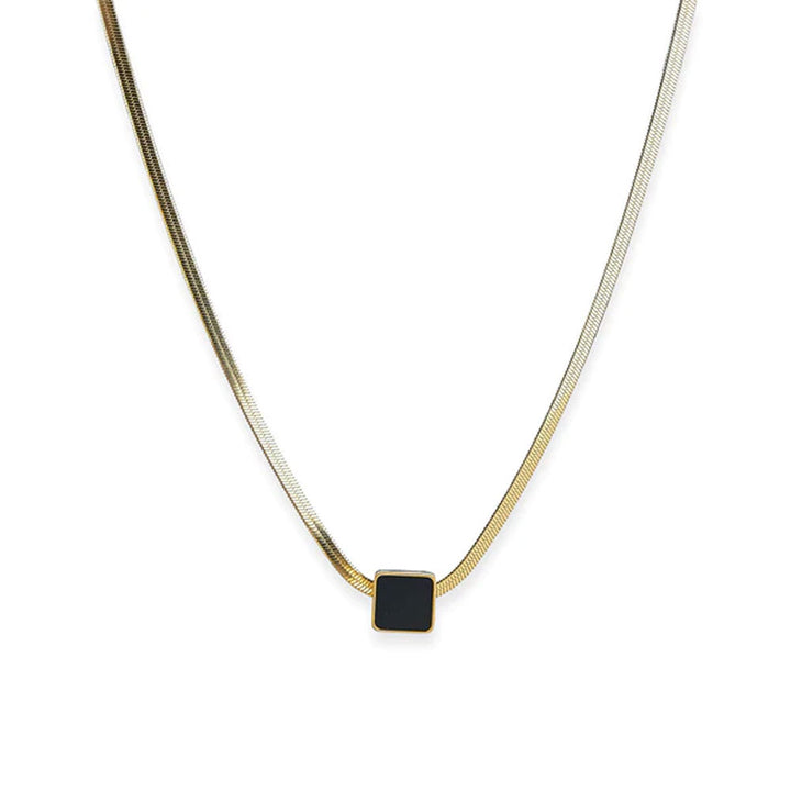 Shop Sqaure Black Onyx Snake Chain Necklace Palmonas-4