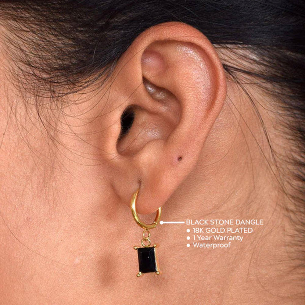 Gold black deals stone earrings