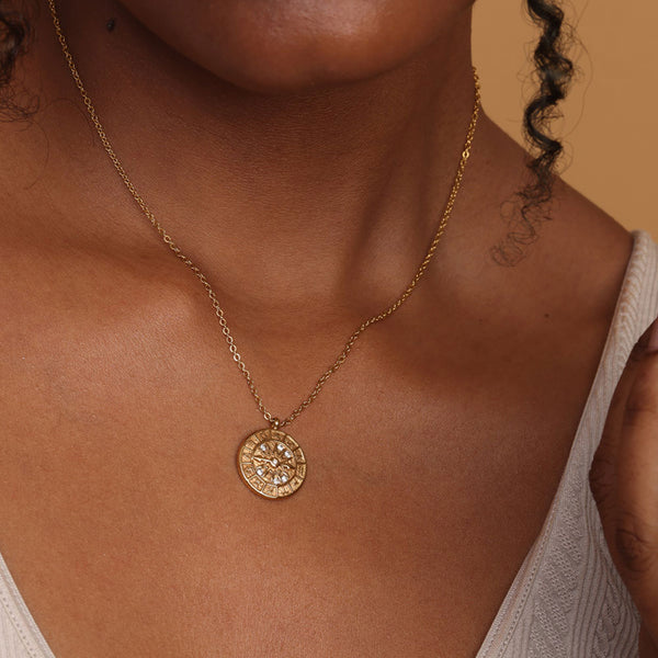 Vintage Round Zircon Dial Plate Pendant - Image 1