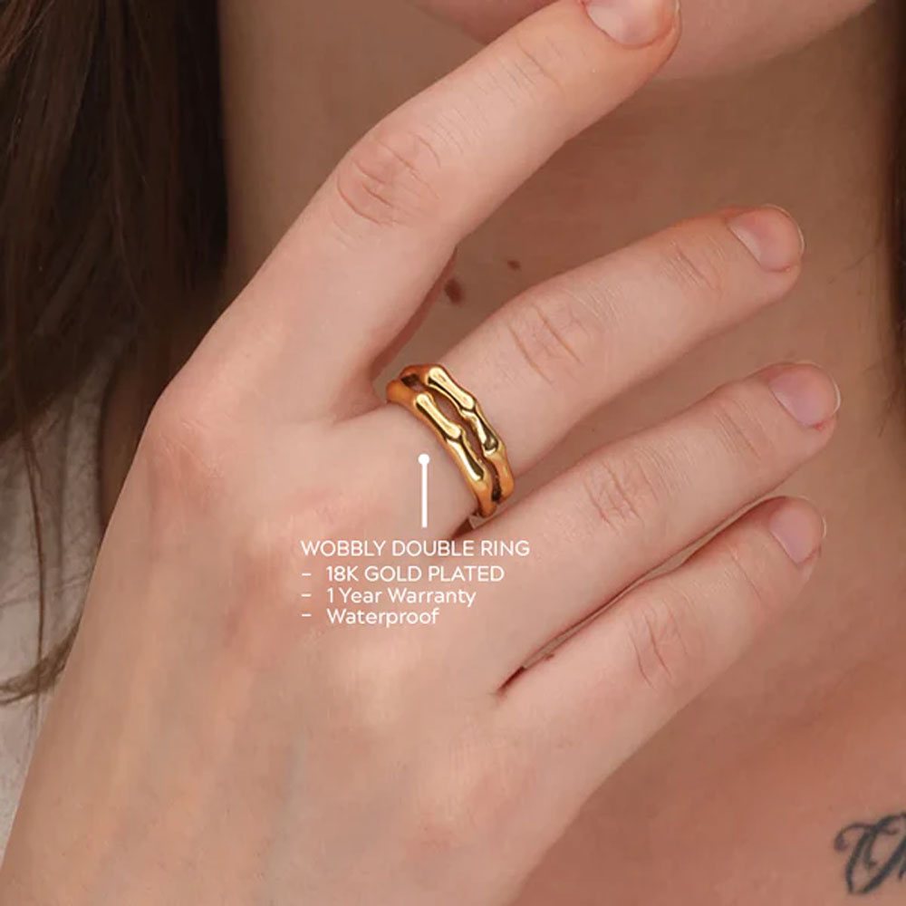 Double gold ring on sale design