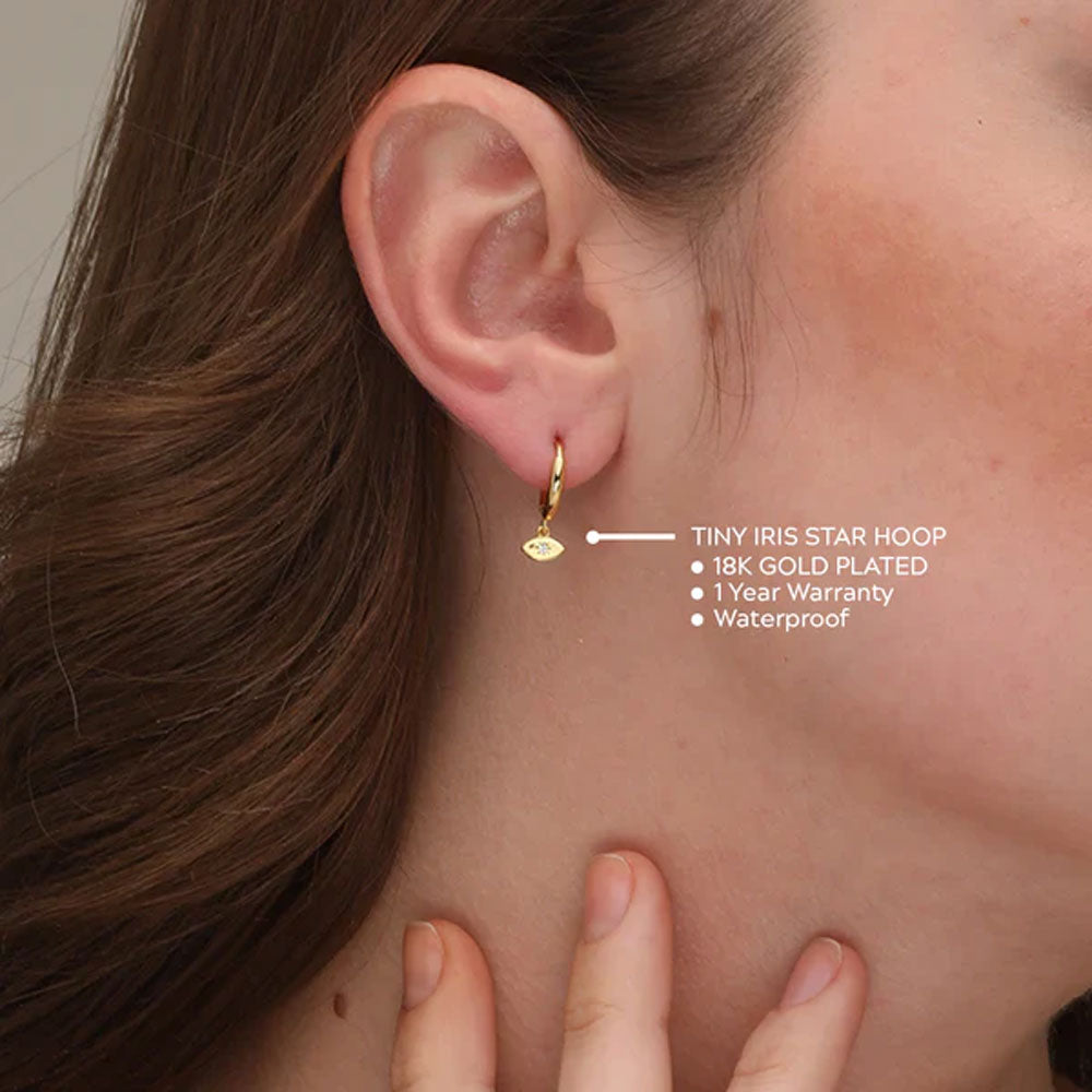 Buy Tiny Iris Star Hoop Earrings- 18k Gold Plated – PALMONAS
