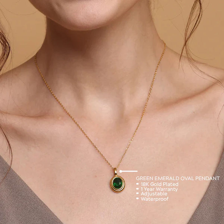 BuyGreen Emerald Oval Pendant for Women Online – PALMONAS