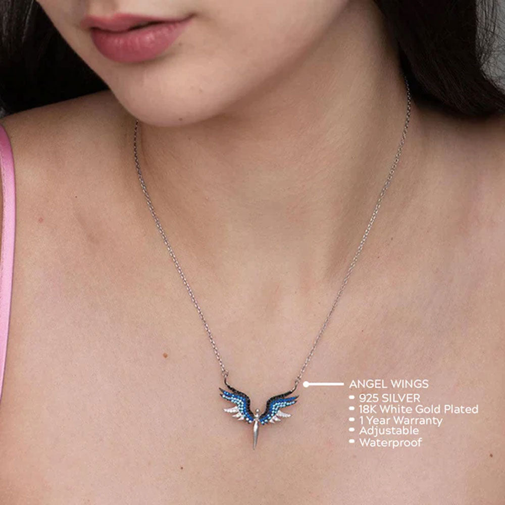 Double Angel Wings Necklace, Angel Wing Jewelry-B6669-NK