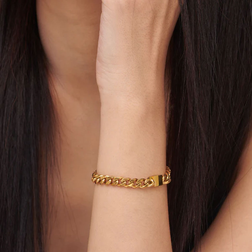 Rudraksha ~ 5-Face Small Bead Bracelet Gold