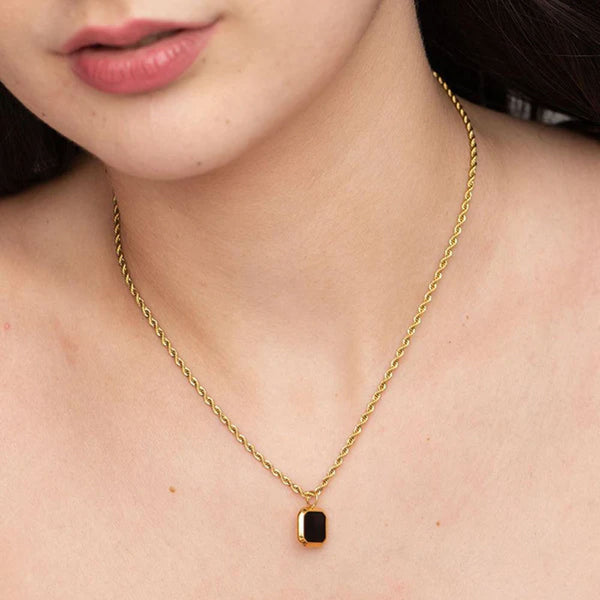 Black Enamel Necklace - Image 1