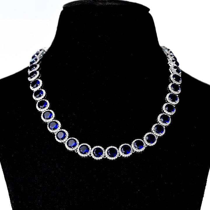 Shop Blue Brilliant Cut Diamond Royal Necklace Set Palmonas-6
