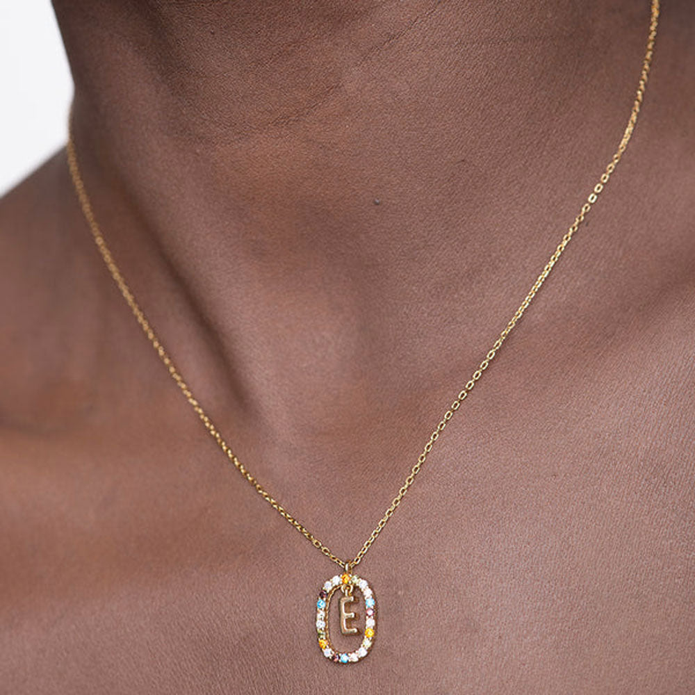 Colourful Stones Initial Necklace