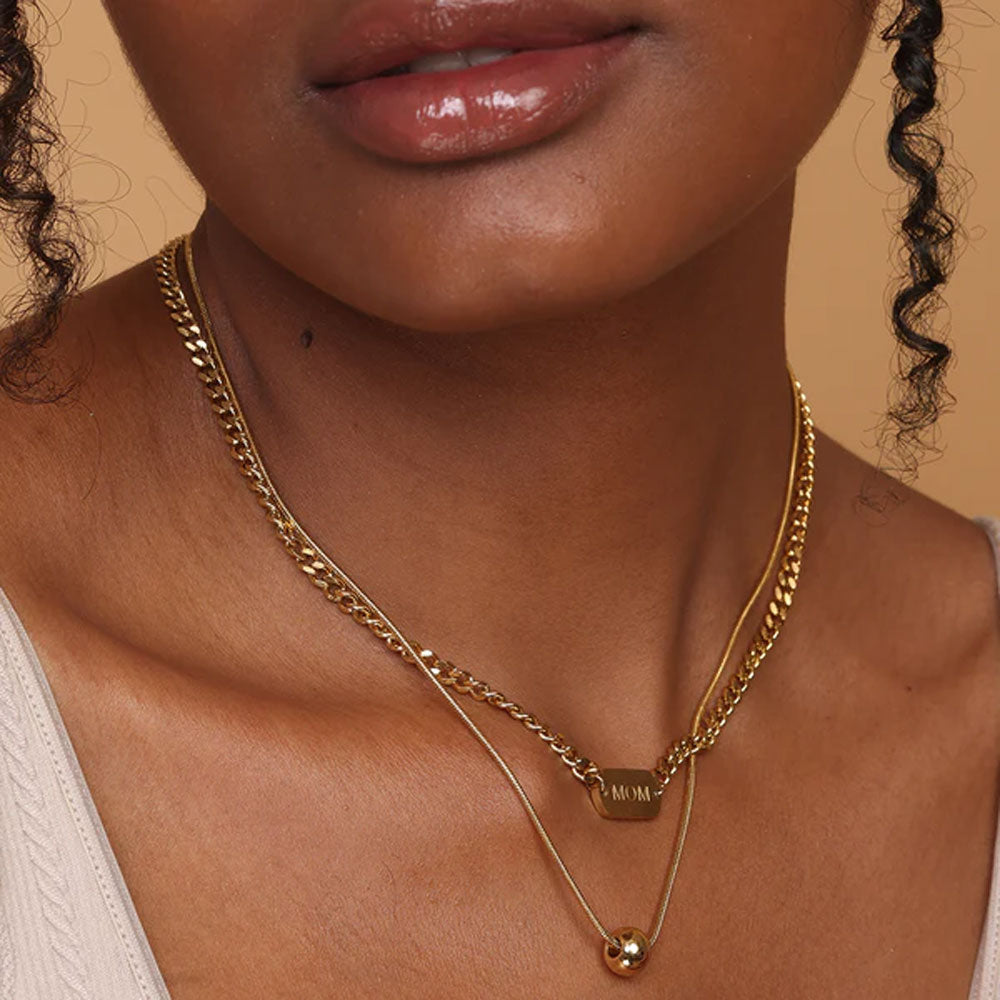 Gold Key Double Chain Necklace