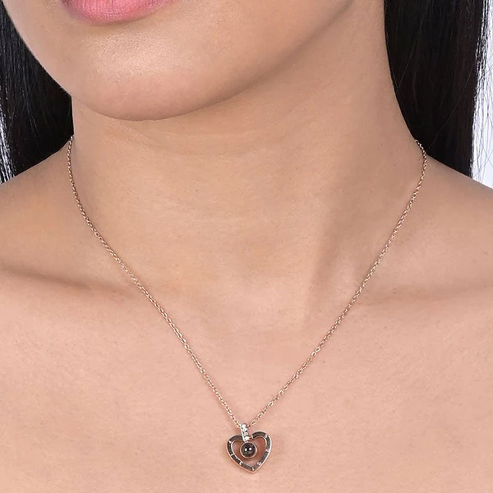 Love Heart Pendant Necklace | 18k Rose Gold Plated